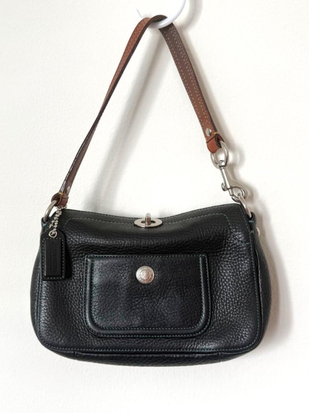 Vintage Y2K Coach Chelsea Bag 2005 Navy Black Leather Shoulder Bag